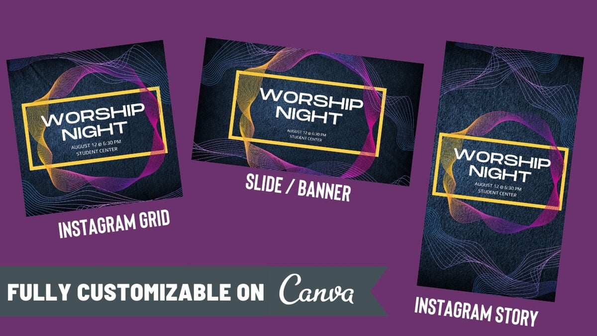 Worship Night Canva Graphics Kit image number null